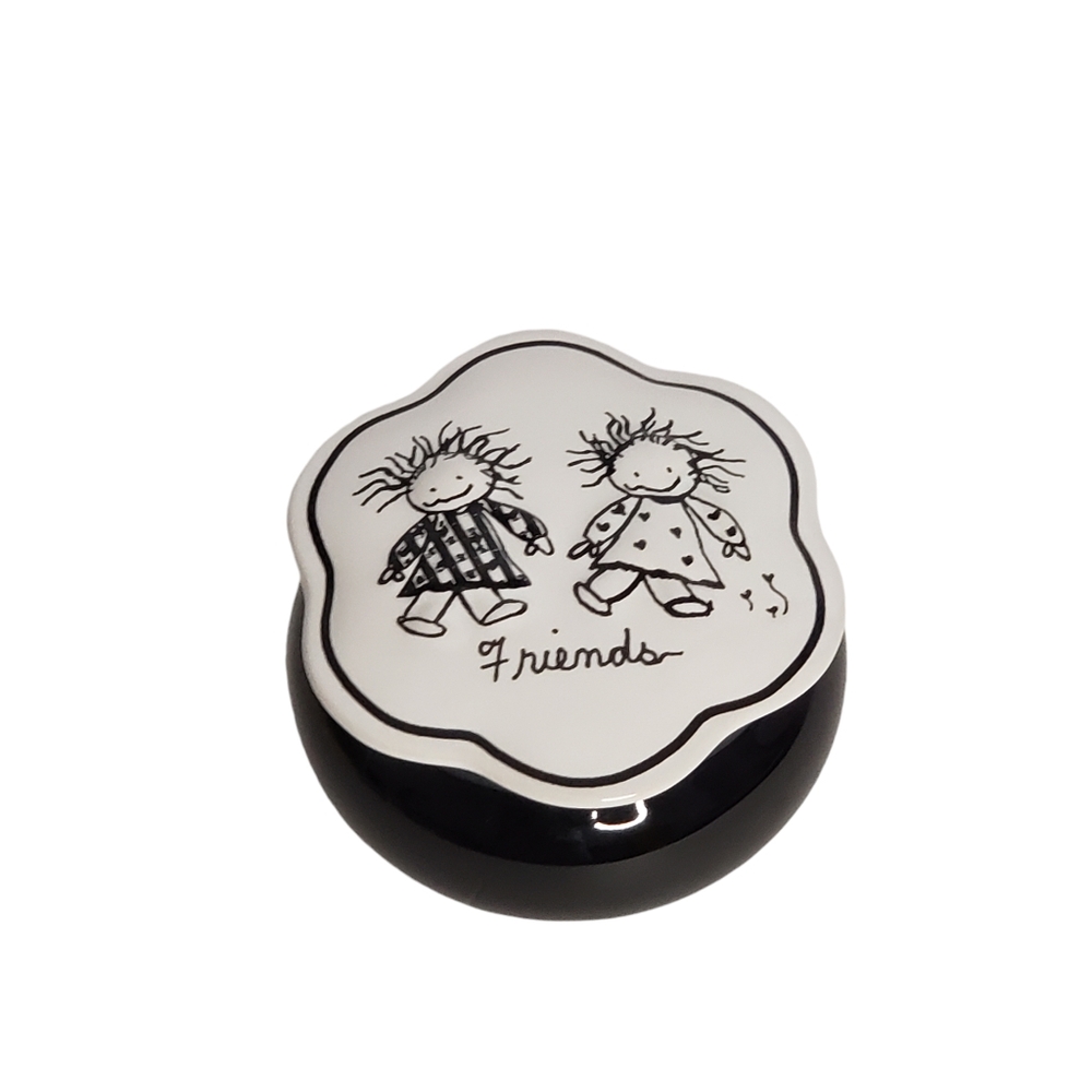 Friends Lidded Trinket Box Keepsake Box Black and White